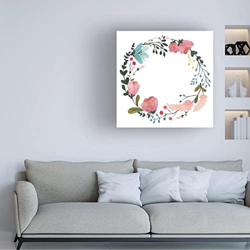 Marca registrada Belas artes 'Romântica Floral Wreath II' Arte de tela por portfólio de maçã selvagem 18x18