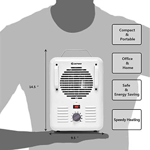 Costway DR-22614-PE Electric portátil Termostato Termostato Sala Aquecimento de Ar Parede, Branco