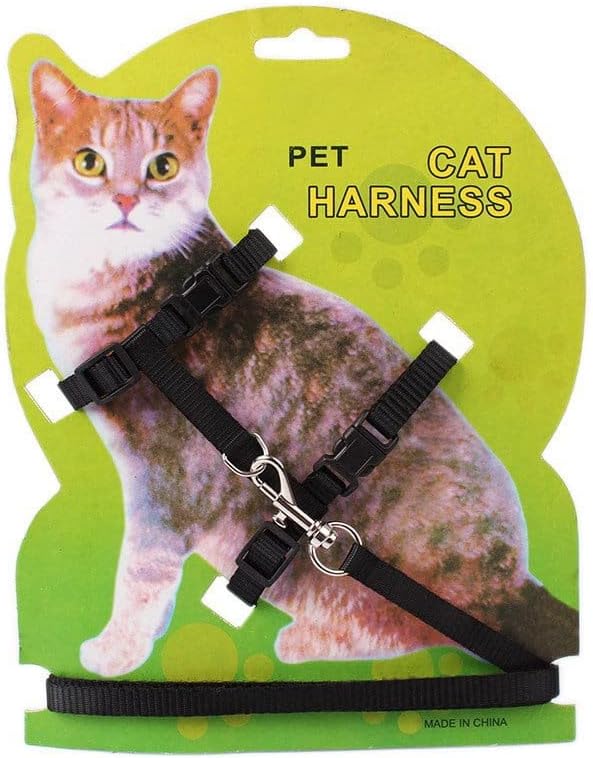 Coleira de gato de estimação, corda de caminhada de gato, colete em forma de I, tira no peito, anti-breakaway, cadeia de gatos