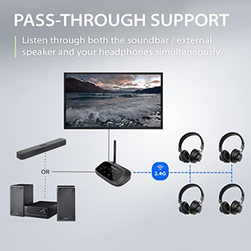 Avantree Shift-Pacote de fones de ouvido com TV sem fio, ideal para assistir 2 ou mais TVs, com compatibilidade cruzada, repasse, longo