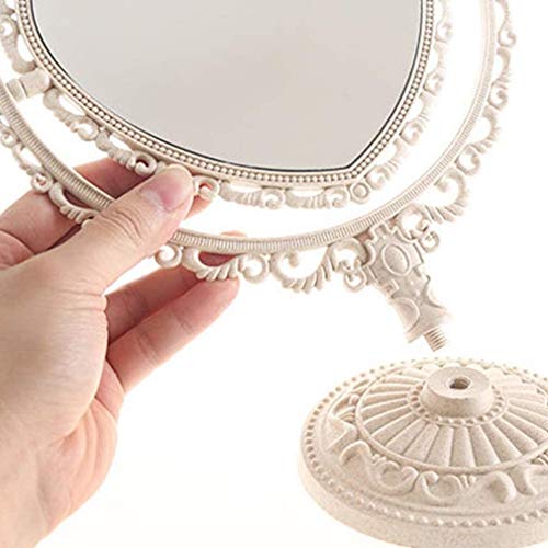 Espelho de maquiagem de Yuesfz, espelho espelho de vaidade de mesa, espelho de dupla face, espelho de vaidade de estilo de prata em