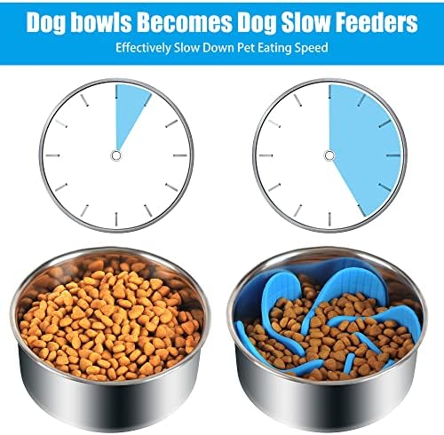 Tigelas de cães de alimentação lenta inserir, tigela de alimentador lento de cachorro com copos de sucção fortes para cão médio de tamanho pequeno, compatível com tigelas regulares para desacelerar