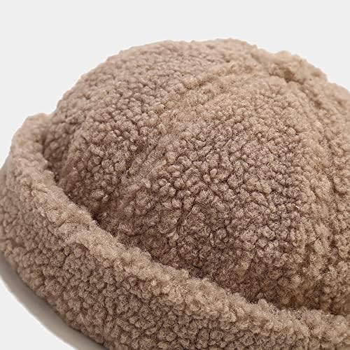 Chapéu de lã de cordeiro unissex sem abastecimento de chapéu de caveira ajustável de tampa de caveira com mangueira laminada com estojo de caveira