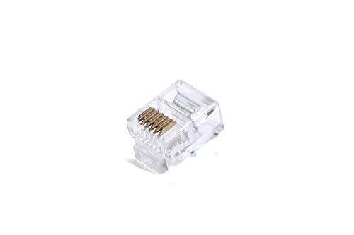 VTHAHABY 200 PACK RJ12 6P6C Plugue, conector de cabo de cabo plano transparente conector de plugue modular Clear Line