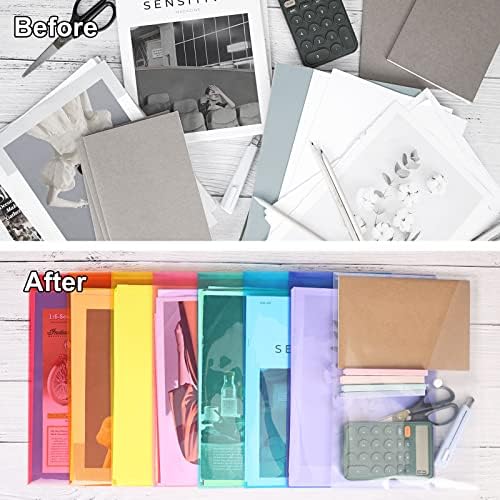 EOUT 48 Pacote envelopes de plástico Poly Envelopes com fechamento de encaixe, pastas de arquivo de documentos claras, tamanho