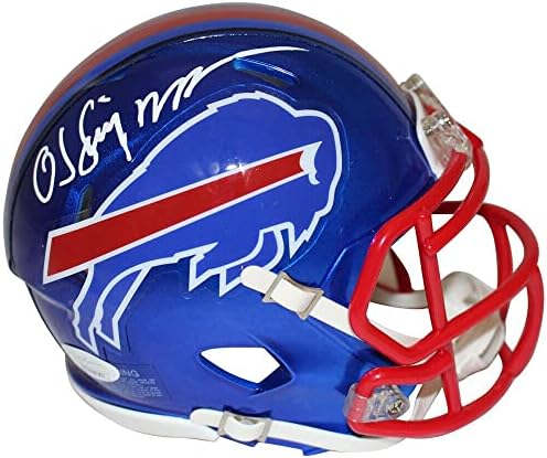 O.J. Simpson autografado/assinado Buffalo Bills Flash Mini Capacete JSA 36658 - Mini Capacetes Autografados da NFL