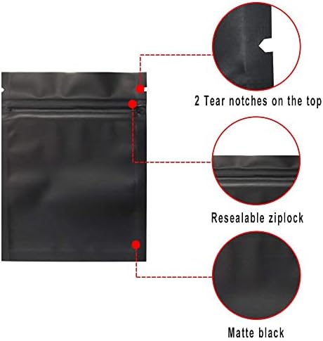 Sacos à prova de cheiro de 100 pacote - 3 x 4 polegadas selvagens Mylar Bolsa Bolsa Bolsa Bolsa Flat Black Matte Black