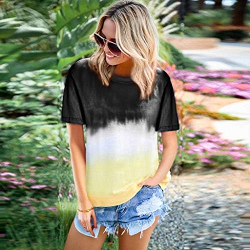 Pescoço quadrado camisetas fofas para mulheres verão solto ajuste manga longa tie-dye moletons casuais da moda Casual