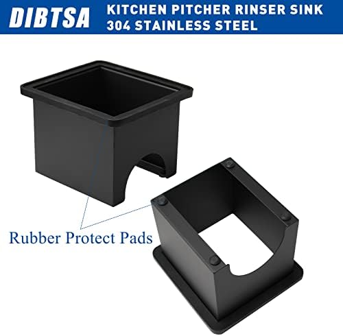 Arremessadora dibtsa Rinser com base, aço inoxidável Aru da lavadora de copo de vidro automático com spray lateral, preto
