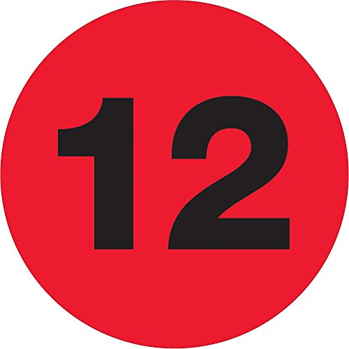 Etiquetas do número de lógica da fita, círculo de 12 , 3, vermelho fluorescente, 500/roll