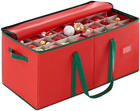 Contêiner de armazenamento de ornamentos de Natal da LifeWit com duplo fechamento de zíper - a caixa contribui com slots para 128 ornamentos