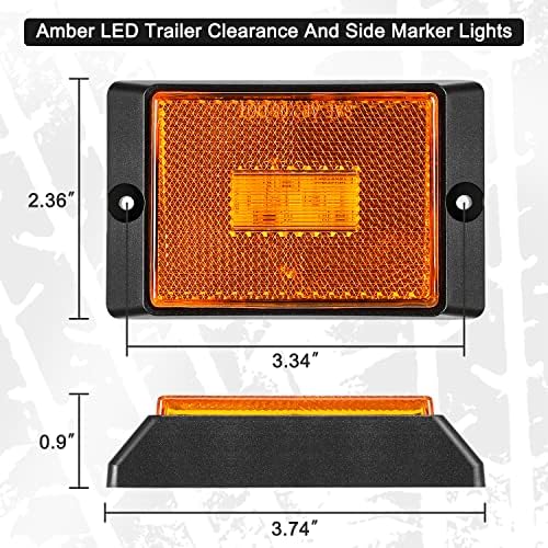 LIGNITOM 2PC Amber LED Marcador de luz Luz de folga com refletor integrado para trailers de barcos utilitários Truck RV