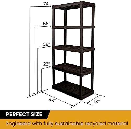 Mihal 2 Pack5 Prateleiras de garagem plásticas, capacidade preta de 750 libras