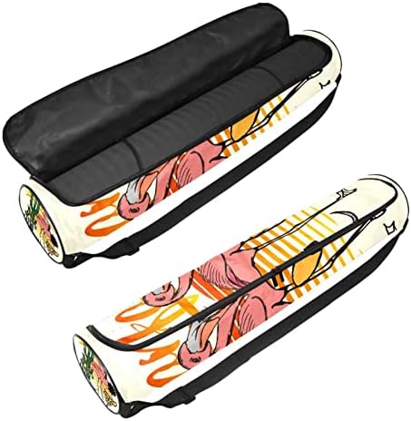 California Flamingo Skull Yoga Mat Carrier Bag com alça de ombro Bolsa de ginástica de saco de ginástica
