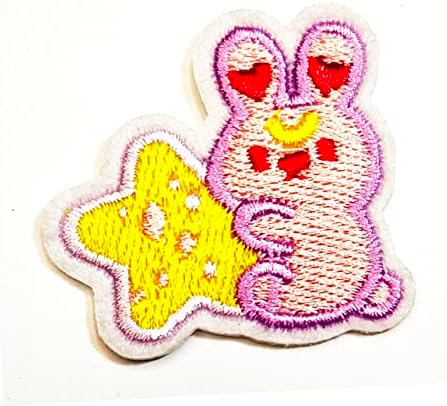 Raro patch rosa mini rosa pequeno animal de coelho animais bordados adesivos de desenho animado Applique Borriery