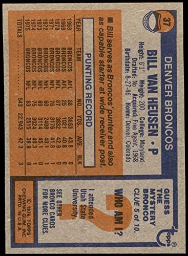 1976 Topps 37 Bill van Heusen Denver Broncos NM/MT Broncos Maryland