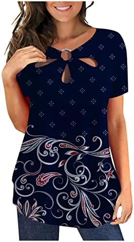 Mulheres tops plus size ocultar túnica de túnica escapar de manga curta camisetas de verão henley blusas casuais vestidos