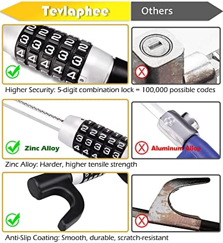 TEVLAPHEE VOLUÇÃO BLOCK Lock Anti -Roubo Segurança Extendível Dispositivo Retentável Senha sem chave 5 Combinação codificada