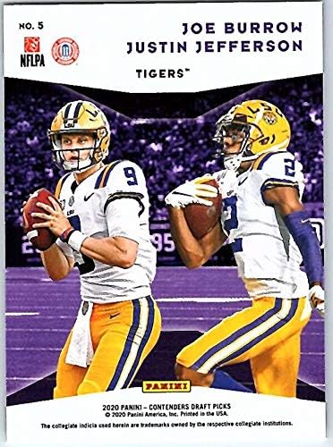 2020 Panini Condores Draft Conexões Collegiate 5 Joe Burrow/Justin Jefferson RC ROOKIE LSU TIGERS CART