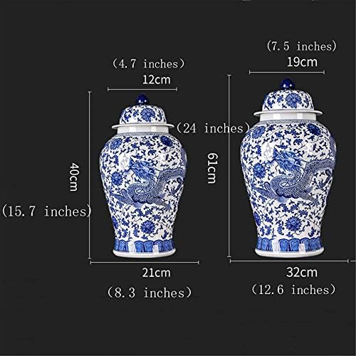 Aadecor frascos de cerâmica, jarro de chá, frascos de armazenamento em estilo chinês, potes de gengibre azul e branco Dragon Temple Cerâmica Jar Vaso Vaso Vaso de Porcelana