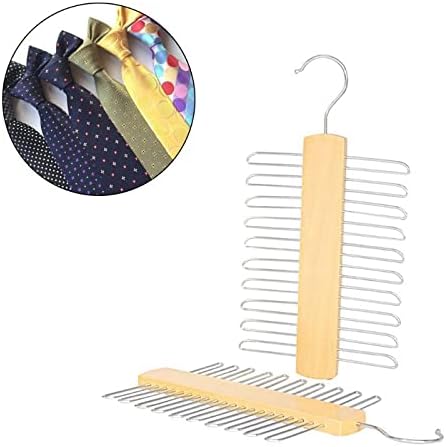 Sawqf 2 PCs Organizador de cinto, rack de gravata, cabide de madeira - cachecol, cinto, rack de organizador de acessórios