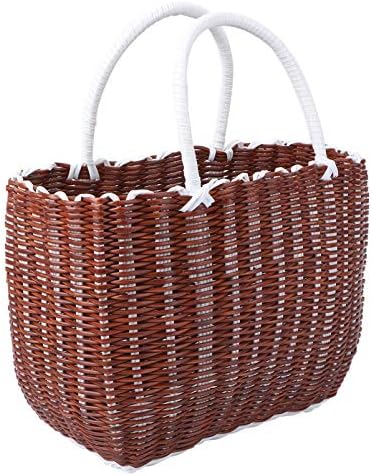 Recipiente de legumes de cabilock, tecido de palha de palha entrelaçar cestas de mercearia de bolsa com alças portáteis