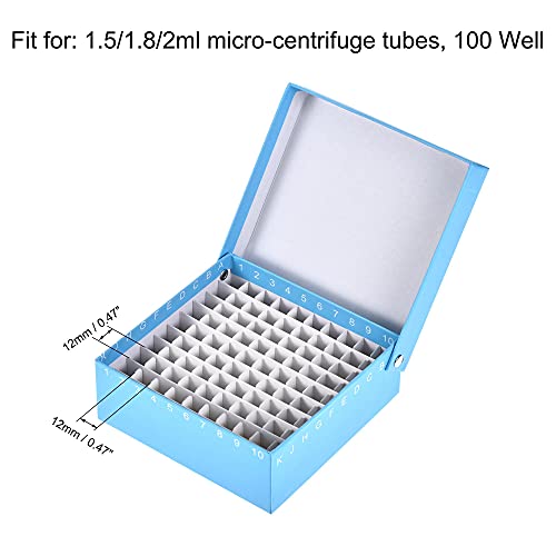 UXCELL CENTRIFUGE TUBE Caixa de armazenamento do congelador 100 Locais Locais Rack de suporte criogênico de papelão à prova d'água para 1,5/1.8/2ml de microcentrífuga Tubos de frascos de frascos, 6in1 set