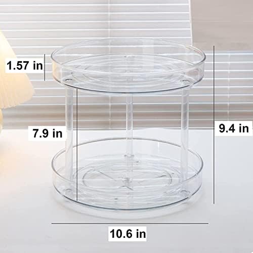 Elebac Lazy Susan Organizador Turnatable para bancada de banheiro, 2 níveis de 2,6 polegadas Clear Spice Rack para armários,