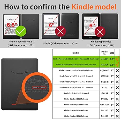 Caixa de 6,8 polegadas para o Kindle Paperwhite 11th 2021 Lançamento, tampa de TPU suave com despertar/sono automático