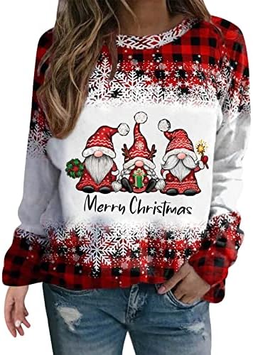 Akollsppnsy Sweothirshirts for Women Feliz Christmas Crewneck Pullover Quente relaxado Tops de outono para mulheres 2022 Trendy