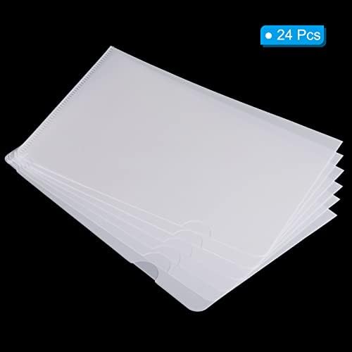 Pastas do tipo patikil l 24 pacote a5 plástico clear pasta de document cenas de mangas de projeto bolsos de projeto, branco