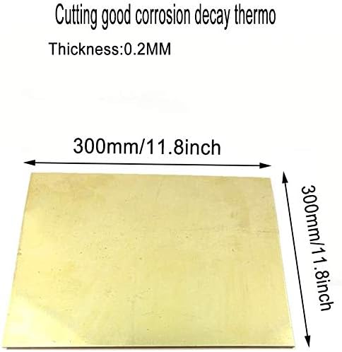 Yuesfz H62 Indústria da placa de latão Indústria de experimentos DIY Espessura de folha de DIY 0,2 mm, largura 300 mm/11,8