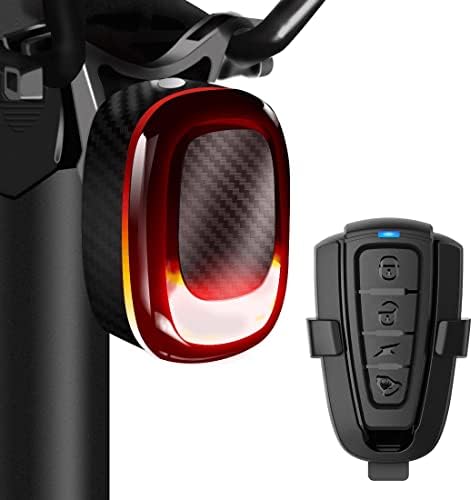 Luz traseira de bicicleta de alarme Padonow: Luz traseira de bicicleta remota sem fio Usb-C Recarregável Smart Motion Anti-roubo