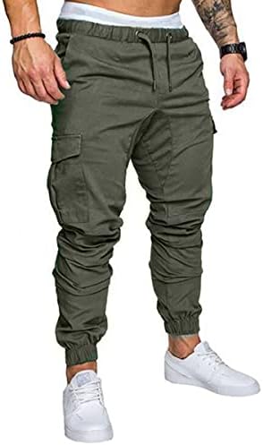 Calças casuais de calças casuais masculinas de Kroivil com estacas de corrida com bolsos com bolsos de treinar calças