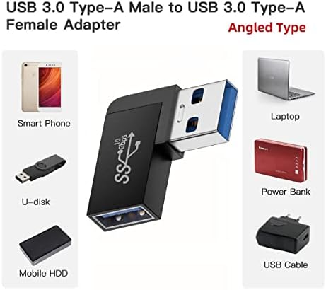 Yc ° cy 10gbps usb3.0 masculino para feminino Dados de energia adaptador de vídeo de 90 graus de 90 graus tipo de ângulo de retenção