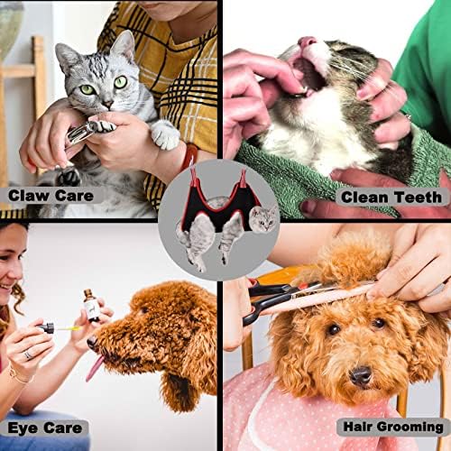 Ato-djcx gato de grooming arnês de hammock para cães pequenos, bolsa de restrição de rede de estimação com cortadores de unhas, arquivo de unhas, tipóia de cães para cortar unhas e cuidados com os ouvidos/olho/olho