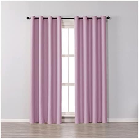 Cortinas de Blackout Daesar para o quarto 2 painéis, cortinas de ilhós poliéster rosa claro rosa de cor sólida janela de coloração