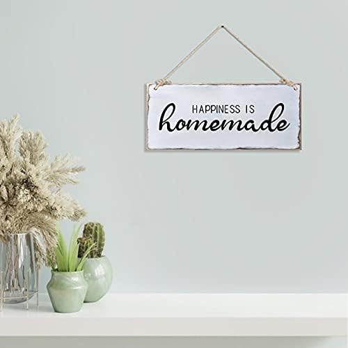 Farmhouse Welcome Signal Happiness Is Homemade Wood Sign Vintage Retro Placa Sign Família Personalize Wall Art Decor Sinal para a cozinha Garda de estar Ação de Graças Presente Halloween Decoração de Natal