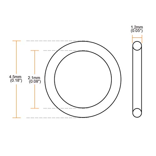 UXCELL NITRILE RAING RINGS 4,5 mm OD 2,1mm ID de 1,2 mm de largura, vedação métrica Junta, pacote de 100