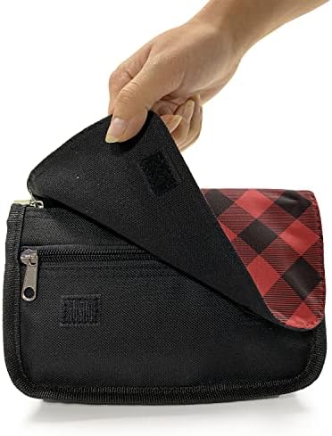 Caixa de lápis xadrez lunarable Buffalo, motivo de linha horizontal, bolsa de lápis de caneta com zíper duplo, 8,5 x