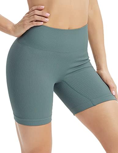 Shorts de motociclistas sem costura Valandy para mulheres - shorts de treino com ciências altas ginástica shorts de vôlei de