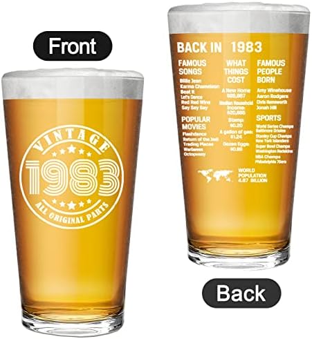 Presentes de copos de cerveja de 40 anos para homens - Vintage 1983 Informações antigas para presentes de aniversário de 40 anos