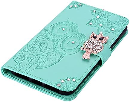 Cotdin para compatível com o iPhone 13 Pro Max Case Glitter Wallet Case for Women Leather Crystal Owl com slots de cartas e estojo