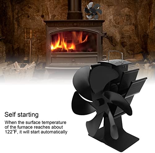 Jeanoko Heat Powered Stove Fan, fã de lareira auto -partida Baixo ruído 1400 rpm 6 lâminas para casa