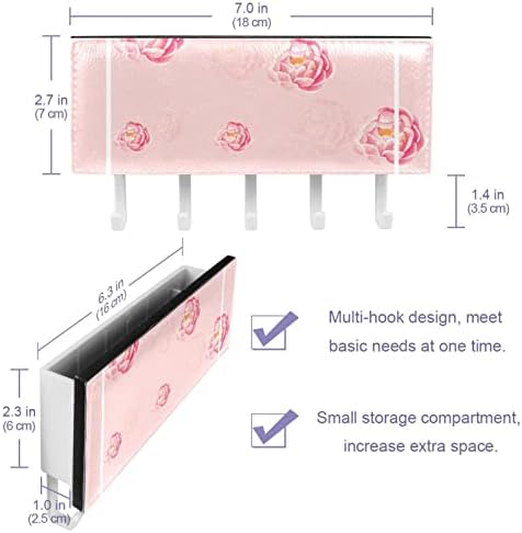 Ganchos de parede Guerotkr, ganchos pendurados, ganchos pegajosos para pendurar, padrão de rosa de flor rosa