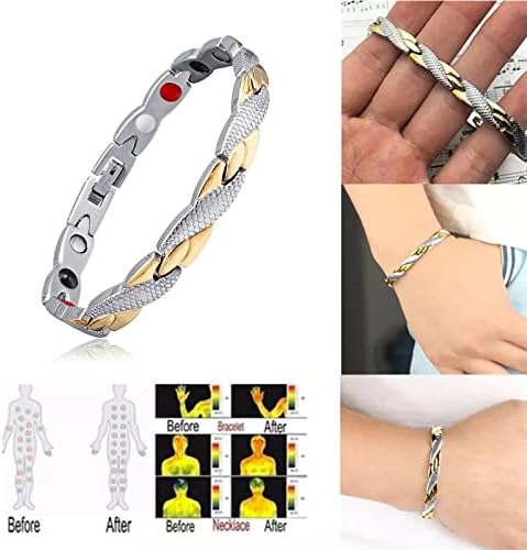 Pulseira magnética para homens, pulseira de terapia magnética para alívio da dor da artrite ， com caixa elegante para