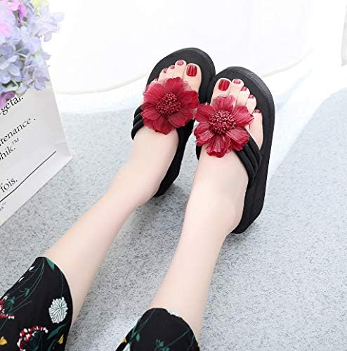 Photno ❤❤ Mulheres senhoras meninas Flor Wedge Saltos altos chinelos de lazer Anti Skid deslize em sandálias Summer Summer Beach Slippers