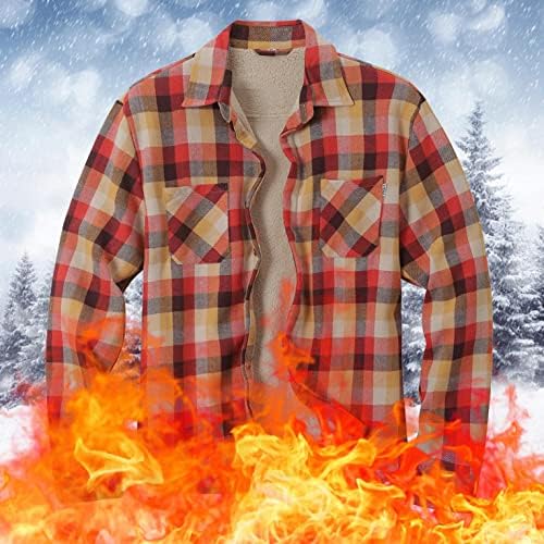 Wuai-Men Winter Warm Sherpa Fleece Lined Chamas Jackets Espalhar Button Down Down Buffalo Térmico Flanela Makel Shanel Outwear