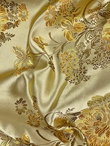 Novos tecidos diários de tecido de cetim chinês de brocade floral de ouro para cheongsam/qipao, vestuário, figurinos, estofados, bolsas,