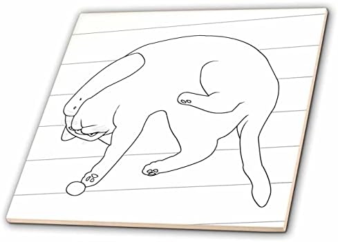 3drose fofo esboço desenho de gato deitando e jogando com uma bola - azulejos